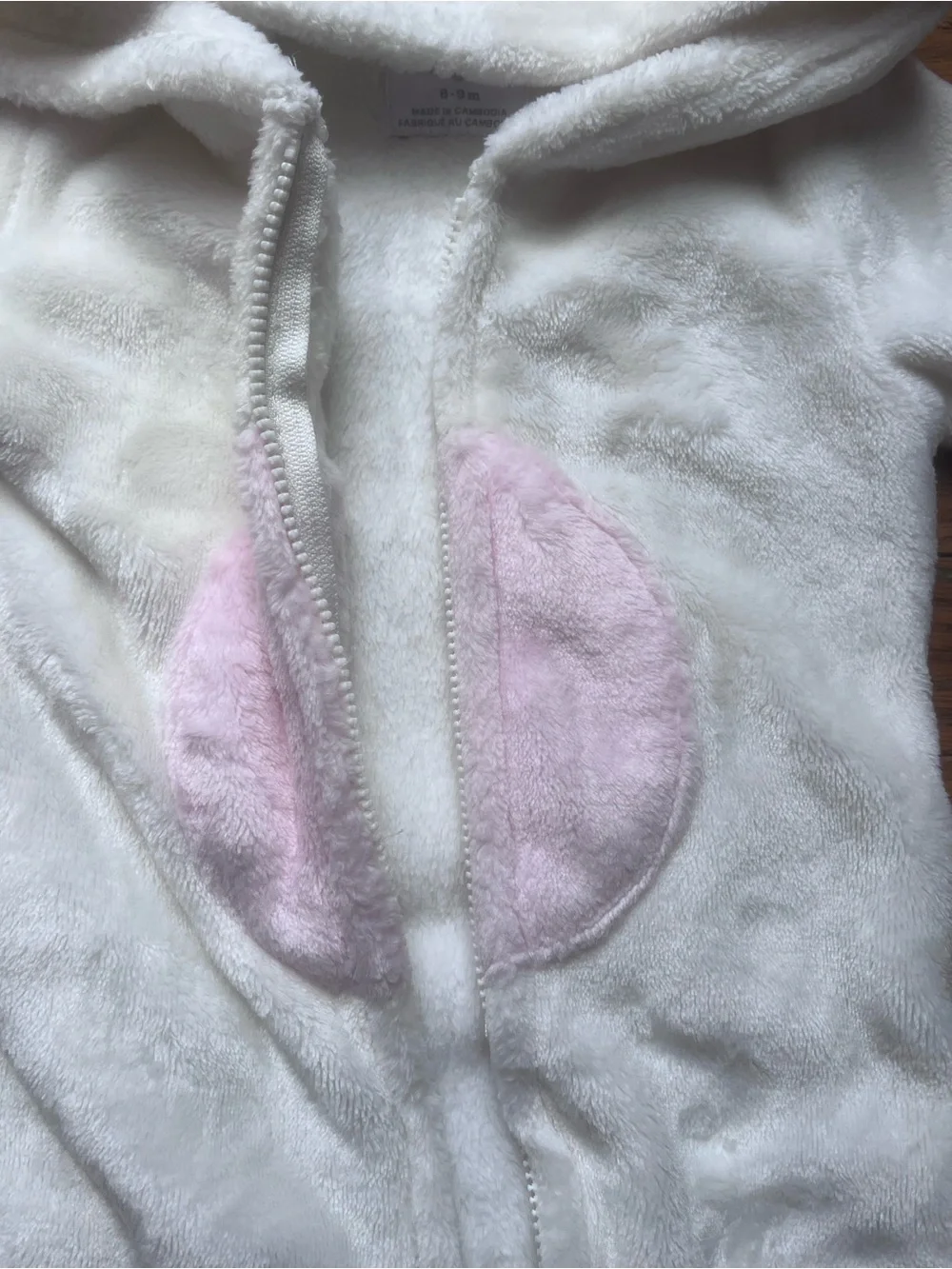 Children’s Place Hooded Plush Baby Bunny One-Piece Jumpsuit size 6-9 month